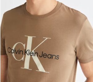 CALVIN KLEIN -T-Shirt Uomo con Monogramma Slim Marrone