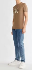 CALVIN KLEIN -T-Shirt Uomo con Monogramma Slim Marrone