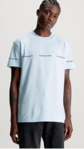 CALVIN KLEIN -T-Shirt Uomo con Logo Ripetuto Keepsake Blue