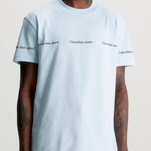 CALVIN KLEIN -T-Shirt Uomo con Logo Ripetuto Keepsake Blue