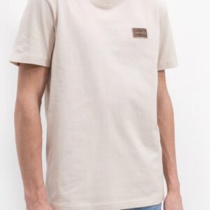 CALVIN KLEIN -T-Shirt Uomo in Cotone con Logo Piccolo Cucito Beige