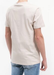 CALVIN KLEIN -T-Shirt Uomo in Cotone con Logo Piccolo Cucito Beige