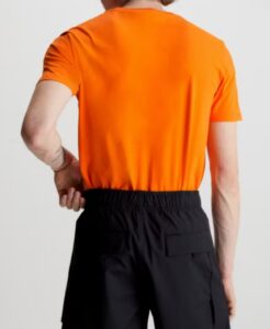 CALVIN KLEIN -T-Shirt Uomo con Monogramma Slim Arancio