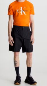 CALVIN KLEIN -T-Shirt Uomo con Monogramma Slim Arancio