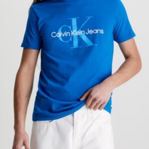 CALVIN KLEIN -T-Shirt Uomo con Monogramma Slim Tarps Blu