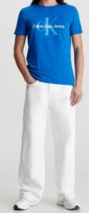CALVIN KLEIN -T-Shirt Uomo con Monogramma Slim Tarps Blu