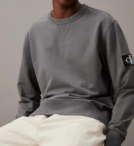 CALVIN KLEIN JEANS – Felpa Uomo Cotone Badge Endless Grey