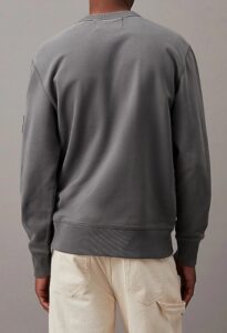 CALVIN KLEIN JEANS – Felpa Uomo Cotone Badge Endless Grey
