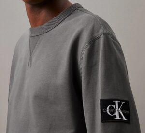 CALVIN KLEIN JEANS – Felpa Uomo Cotone Badge Endless Grey