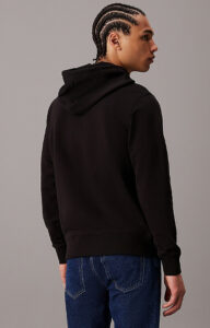 CALVIN KLEIN JEANS – Felpa Uomo con Cappuccio in Spugna di Cotone con Stemma Nero