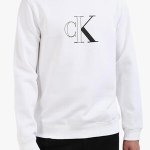 CALVIN KLEIN JEANS – Felpa Uomo Monologo Bianco