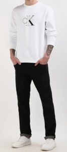 CALVIN KLEIN JEANS – Felpa Uomo Monologo Bianco