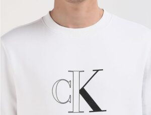 CALVIN KLEIN JEANS – Felpa Uomo Monologo Bianco