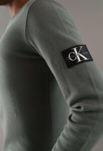 CALVIN KLEIN JEANS – T-Shirt Uomo a Nido D’ape Manica Lunga Slim Grigio