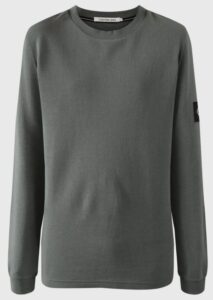CALVIN KLEIN JEANS – T-Shirt Uomo a Nido D’ape Manica Lunga Slim Grigio