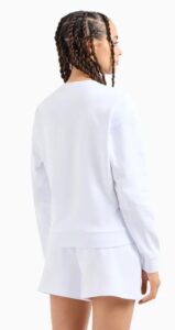 ARMANI EXCHANGE – Felpa Donna Girocollo con Stampa Logata in Cotone Organico ASV Bianco