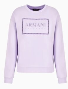 ARMANI EXCHANGE – Felpa Donna Girocollo con Stampa Logata in Cotone Organico ASV Lilla
