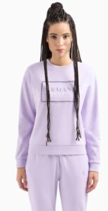 ARMANI EXCHANGE – Felpa Donna Girocollo con Stampa Logata in Cotone Organico ASV Lilla