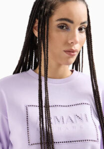 ARMANI EXCHANGE – Felpa Donna Girocollo con Stampa Logata in Cotone Organico ASV Lilla