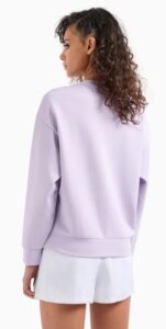 ARMANI EXCHANGE – Felpa Donna Girocollo con Logo a Tono in Tessuto Scuba Lilla