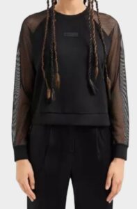 ARMANI EXCHANGE – Maglia Donna con Manica Traforata Nero