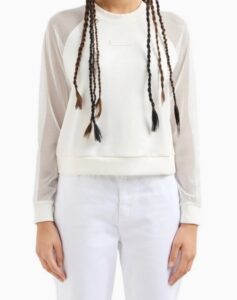ARMANI EXCHANGE – Maglia Donna con Manica Traforata Bianco