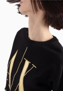 ARMANI EXCHANGE – Felpa Donna in Tessuto French Terry Icon Project con Logo Metal Nero