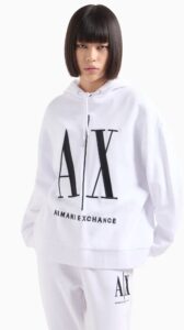 ARMANI EXCHANGE – Felpa Donna in Tessuto French Terry Icon Project Bianco
