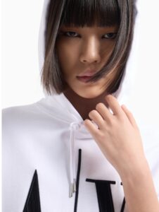 ARMANI EXCHANGE – Felpa Donna in Tessuto French Terry Icon Project Bianco