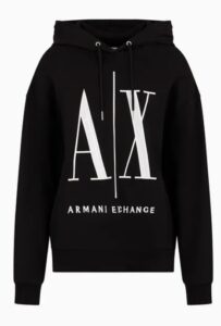 ARMANI EXCHANGE – Felpa Donna in Tessuto French Terry Icon Project con Cappuccio Nero