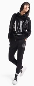ARMANI EXCHANGE – Felpa Donna in Tessuto French Terry Icon Project con Cappuccio Nero