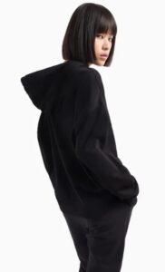 ARMANI EXCHANGE – Felpa Donna in Tessuto French Terry Icon Project con Cappuccio Nero