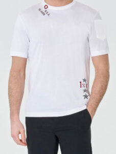 BLAUER – T-Shirt Uomo in Cotone Manica Corta Stemma Collo Bianco
