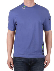 BLAUER – T-Shirt Uomo in Cotone Manica Corta Stemma Collo Blu