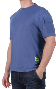 BLAUER – T-Shirt Uomo in Cotone Manica Corta Stemma Collo Blu
