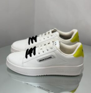 ARMANI EXCHANGE – Scarpe Uomo Sneakers in Stoffa e Tessuto Bianco/Giallo