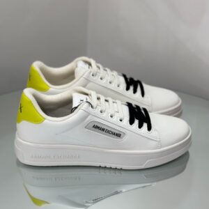 ARMANI EXCHANGE – Scarpe Uomo Sneakers in Stoffa e Tessuto Bianco/Giallo
