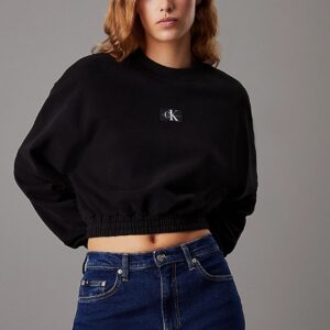 CALVIN KLEIN JEANS – Felpa Donna in Spugna di Cotone Corta Nero
