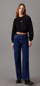 CALVIN KLEIN JEANS – Felpa Donna in Spugna di Cotone Corta Nero