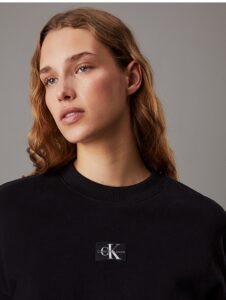 CALVIN KLEIN JEANS – Felpa Donna in Spugna di Cotone Corta Nero