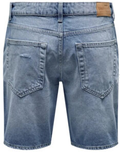 ONLY&SONS – Pantaloncino Uomo di Jeans Onsedge Destroy Medium Blue Denim