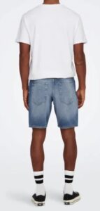 ONLY&SONS – Pantaloncino Uomo di Jeans Onsedge Destroy Medium Blue Denim