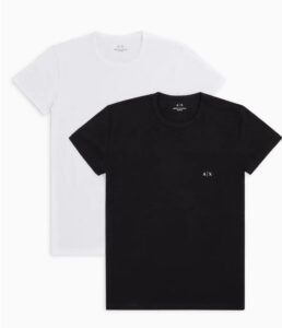 ARMANI EXCHANGE – T-Shirt Uomo Pack 2 T-Shirt in Jersey Bianco/Nero