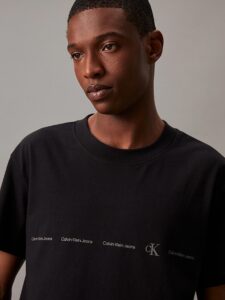 CALVIN KLEIN -T-Shirt Uomo con Logo Ripetuto Nero