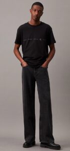 CALVIN KLEIN -T-Shirt Uomo con Logo Ripetuto Nero
