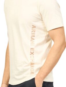 ARMANI EXCHANGE – T-Shirt Uomo in Puro Cotone Organico con Scollo Tondo Beige