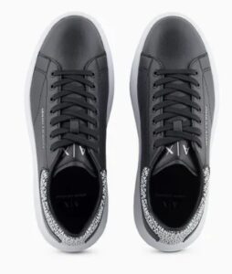ARMANI EXCHANGE – Scarpe Uomo Sneakers con Logo Lettering a Contrasto Nero