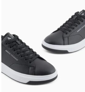 ARMANI EXCHANGE – Scarpe Uomo Sneakers con Logo Lettering a Contrasto Nero