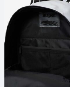 BLAUER – Zaino Uomo in Tessuto Logo Lettering Verticale sul Davanti a Contrasto Bianco